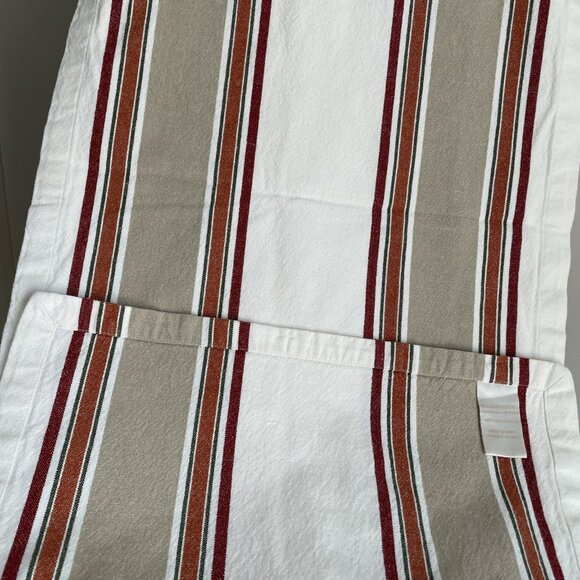 Williams Sonoma Stripe Table Runner 20" x 108" Cream Tan Red Orange Cotton - Picture 10 of 11